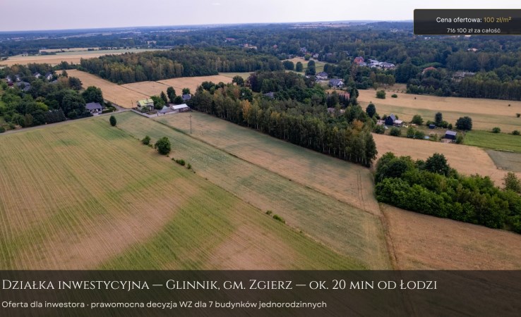 działka na sprzedaż - Zgierz (gw), Glinnik, Spokojna